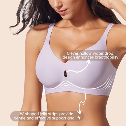 Jelly Wireless Push Up Seamless Sleep T Shirt Bras with Support for Women Soft Full Coverage No Underwire Everyday Bra3