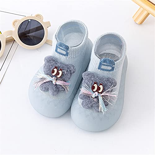 Toddler Baby Shoes Girl Boy Infant Boys Girls Animal Cartoon Socks Shoes Toddler Fleece WarmThe Floor (Blue, 7 Toddler)3
