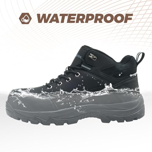 Image of Waterproof Steel Toe Boots for Men Wide Width Non Slip Work Shoes Slip Resistant Safety Toe Sneakers Indestructible Construction Composite Toe Shoe Puncture Proof Footwear