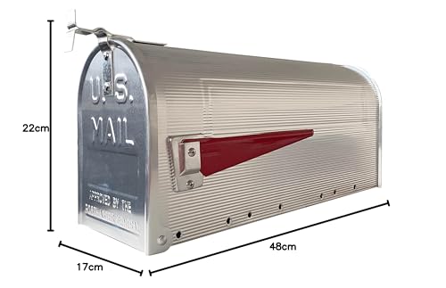 ARREGUI Americano E2101 Individueller Briefkasten aus Aluminium im amerikanischen Stil, Größe L (C4-Zeitfschriften und Umschläge), Edelstahl, 25 x 48 x 17 cm