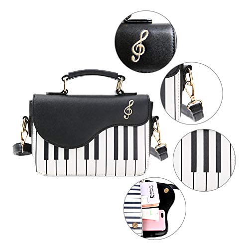 Bolso cruzado para mujer con forma de piano y guitarra, bolso pequeño de hombro y tote miniatura 5