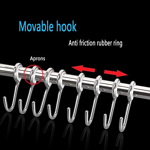 Awocan Kitchen Sliding Hooks Stainless Steel Hanging Rack Rail Organize Multi-Purpose Wall Hange With 6 S Sliding Hooks For Kitchen Pots|Clothes|Broom #TOP2