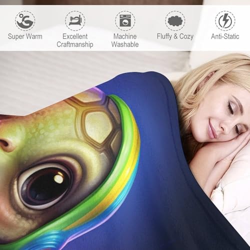 Manta de forro polar con diseño de tortuga y acabado premium 6