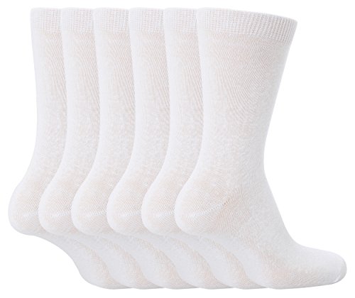 Unisex Boy's and Girl's Cotton rich School Socks (Pack of 6 Pairs) (7-10 years (2.5-5), White)