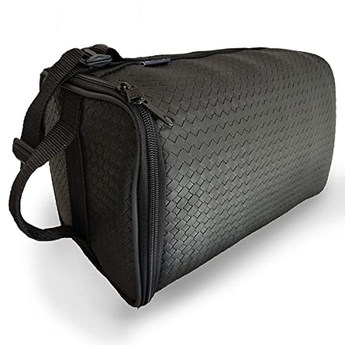 Bolsa Porta Vinho Wine Bag Case 4 Garrafas ou Tacas, Mala com Alça Couro Sintetico Preto Passeio