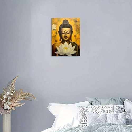 Impression sur toile lotus Bouddha 50x75cm pour décoration murale de chambre - 3