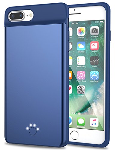 iPhone 7 Plus Battery Case,Smaiphone Ultra Thin Extended Rechargeable Case Battery for 7 Plus / 6Plus / 6s Plus (5.5 inch) with 4000mAh Capacity for Lightning Cable Charged (4000mAh-Blue)