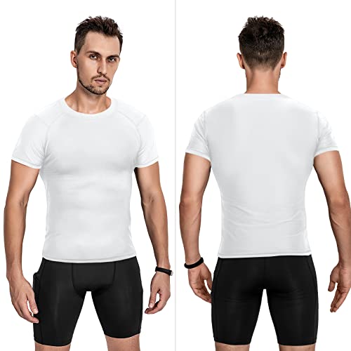 Niksa Men's Compression Shirts 3/5 Pack,Short Sleeve Athletic Compression Tops Cool Dry Workout T Shirt2