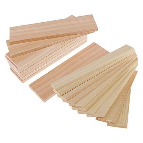 P Prettyia 20 Pack Premium Solid Pine Wood Veneer Sheet Craft Wood Panels Building Construction Board - 6mm Thickness, 4cm Wide, 15/20cm Length Cover