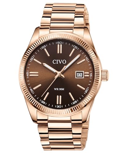 CIVO Analog Mens Watches Silver: Wrist Watches with Date Easy to Read