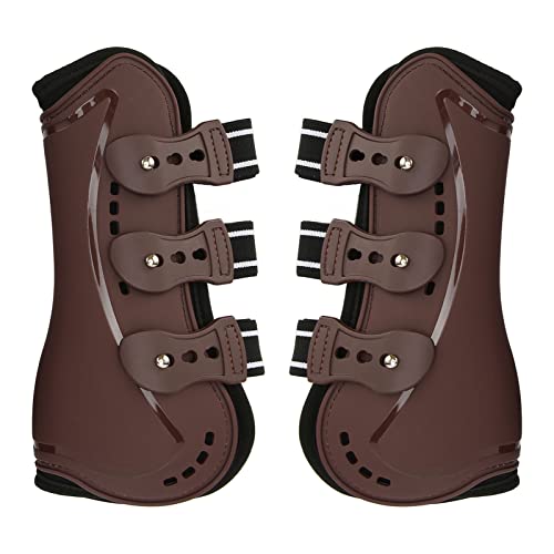 Mbeysaq Horse Front Leg Boots Breathable Impact Prevent Slip Horse Leg Guard for Training Jumping Riding Brown (M)