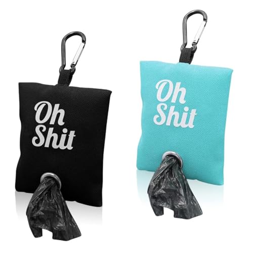 2 Pezzi Dispenser per Sacchetti di Rifiuti per Animali Domestici,per Guinzaglio, Portatile Sacchetti per Rifiuti per Cani, con Clip in Metallo porta sacchetti cane da guinzaglio porta(nero,blu)