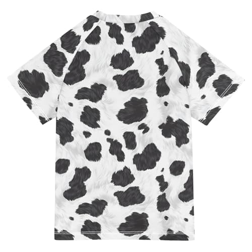 ALAZA Kids Rash Guard Girls Boys Toddler Swim Shirts Short Sleeve Cow UPF 50+ 3T2