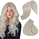 Hetto Weft Hair Extensions Human Hair Platinum Blonde Sew in Hair Extensions Real Human Hair Straight Sew in Bundles Human Hair Short 12 Inch 70g