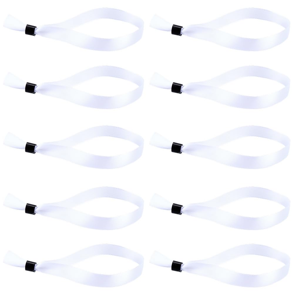 CREATCABIN 100 pz Braccialetti per Eventi Tessuto Braccialetto Identificativo Bianco Braccialetti Regolabili Tessuto Poliestere Cinturino per Concerti Festival Club Ingresso Ammissione