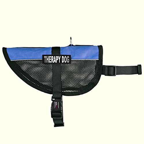 Dogline Maxaire Multi-Purpose Mesh Vest For Dogs And 2 Removable Therapy Dog Patches, Medium, Blue #TOP2