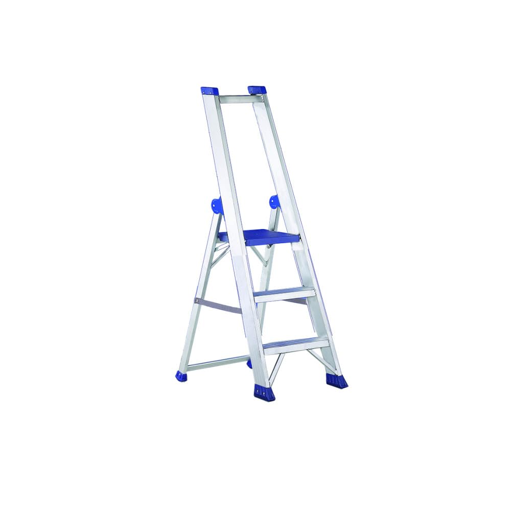 Svelt Scala Professionale 3 Gradini con Piattaforma e Parapetto – Alluminio Rinforzato con Profilo Scatolato – Altezza di Lavoro 254/274 cm – Portata 150 kg – EN131 e D.Lgs. 81/08
