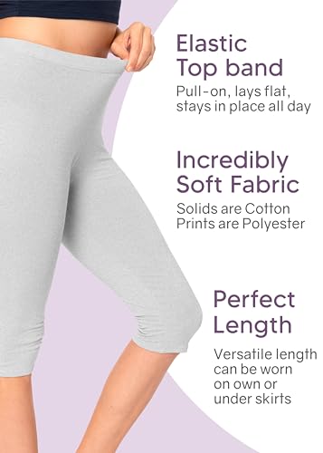 Image of STRETCH IS COMFORT Cotton Capri Leggings, Knee Length Pants, Plus Size | Soft pull-on comfort, lightweight summer feel, ankle option, casual layering, cotton leggings, black capris, under dresses