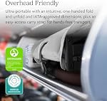 UPPAbaby Minu V3 Travel Stroller - Lightweight + Compact Design - One-Hand Fold + Unfold - from Birth + Overhead Compatible - Evelyn (Meadow Green/Carbon Frame/Chestnut Leather)