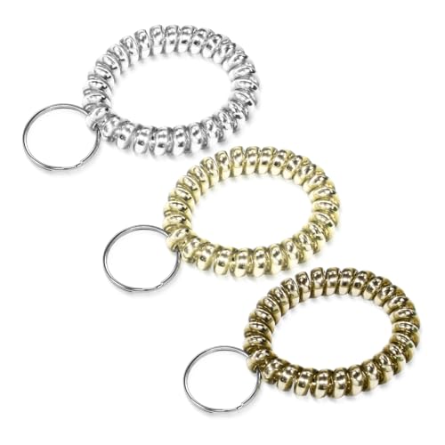 Image of TENOC Spiral Coil Keychain, Anti-lost Key Chain Holder Lanyard Cord for Sauna Outdoor Sports and Gym Pool