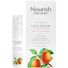 Nourish Organic Face Serum, Apricot & Argan Pure Hydrating Facial Serum with Vitamin C and Vitamin A + Washable Cotton Round