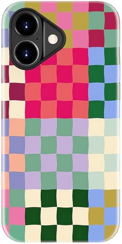 Image of Goodon for iPhone 17 Case Cute - Wireless Charging Compatible - Dual-Layer Hard Shell + Silicone Cover - Protective Phone Case with Trendy Designs for Women - Patchwork Checkerboard | Dual-Layer Hard Shell + Silicone, Slim Fit Protective Phone Cover with Wildflower Designs for Women Girls