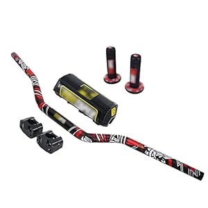 AnXin Ensemble guidon de moto 28 mm avec collier de serrage, coussinet et poignées pour motocross