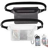 Schwimmtasche,4 Sätze wasserdichte Tasche Schwimmen 2 wasserdichte Bauchtasche Zum Schwimmen 2 Handy Dry Bag Triple Dry Beach Bag Beutel Wasserdicht mit Verstellbare Elastische Schwarz Durchsichtig