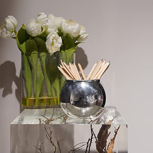 Office Desk Mirror Ceramic Vase - Bathroom Mirrors Room Décor See Behind You Convex Mirrors Desk Rearview Glass Vase For Flowers Shelf Decor 6.5 * 6.5 * 5.5 Inch Cynkeyee #TOP6