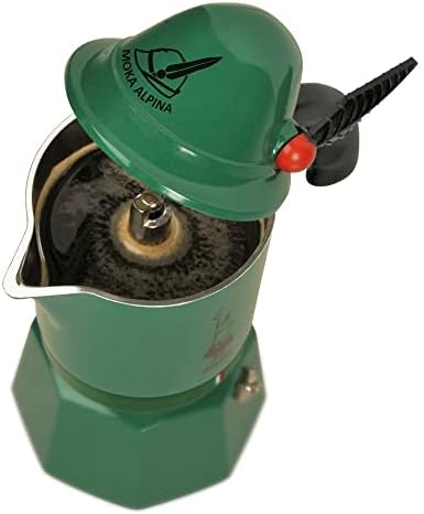 Bialetti Moka Express Alpina Caffettiera in Alluminio, Verde, 3 Tazze