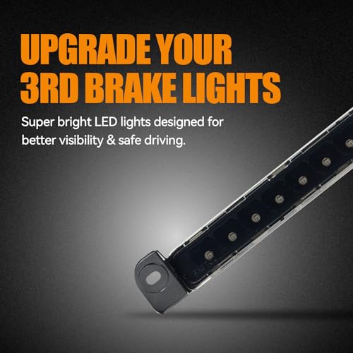 Image of Third 3rd Brake Light LED for 2001 2002 2003 2004 Nissan Pathfinder, High Mount Rear Brake Lights Assembly for 01 02 03 Infiniti QX4, Waterproof Center Cab Lamp Stop Light (Black)