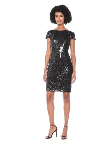 Calvin Klein Women's Short Sleeved Sequin Sheath Dress, Black/Silver, 2 at Amazon Women's Clothing store Calvin Klein Women's Short Sleeved Sequin Sheath Dress, Black/Silver, 2 at Amazon Women's Clothing store