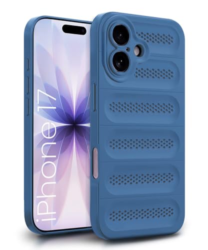 Image of WOW IMAGINE Ultimate Silicone Back Cover Case for iPhone 17 | Heat Dissipation Thin Soft TPU | 360 Camera Protection | Breathable Cooling Holes - Deep Blue