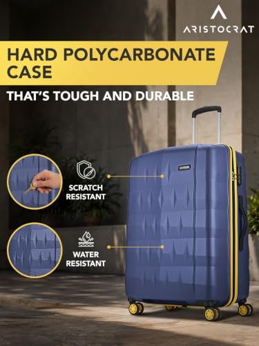 Image of Aristocrat Comet Large Polycarbonate Hard Case 8-Wheel Trolley Bag, Blue