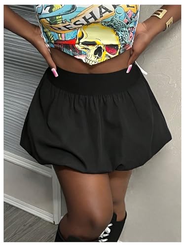 Women's Bubble Mini Skirt Elastic High Waist Mini Skirt Y2K Flowy Vacation Skirt3