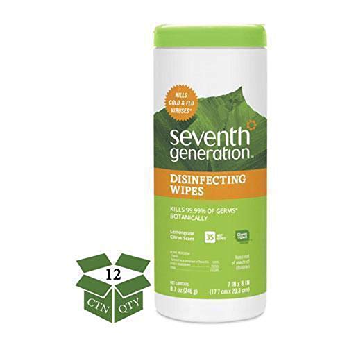 Seventh Generation 22812 Botanical Disinfecting Wipes, 8 X 7, White, 35 Count, 12/Carton #TOP4