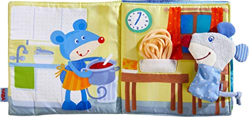 HABA 304211 - Stoffbuch Gute Nacht, viel Erzählspaß für Babys ab 6 Monaten, inklusive Maus als Fingerfigur, prima Geschenk zur Geburt und Taufe