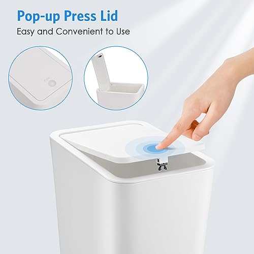 Kssvzz RXTCC001 3 Pack Small Bathroom Trash Can With Lid - 10L/2.6 Gallon Slim Garbage Bin, Dog Proof Trashcan thumb #2