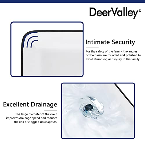 DeerValley 19\" x 15\" Bathroom Sink, Bathroom Vessel Sink Rectangular Above Counter Vessel Sinks, White Body Black Trim Vessel Sink, Porcelain Ceramic Vessel Vanity Sink Art Basin, DV-1V0002
