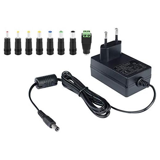 Poppstar AC DC universal laddare, nätdel 12V 2A (2000mA, 5,5/2,5mm) nätadapter med 8 ihåliga kontakter