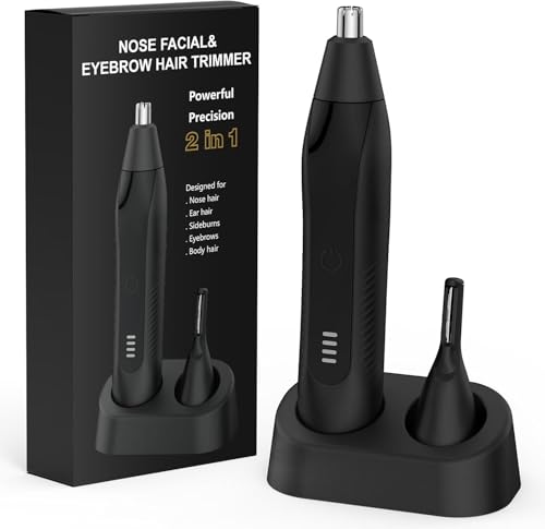 Setonia Nose Hair Trimmers for Men,Rechargeable Eyebrow Trimmer 2 in 1 Painless Multifunctional Ear and Nose Hair Trimmer with Dual Edge Blades Portable Design R002