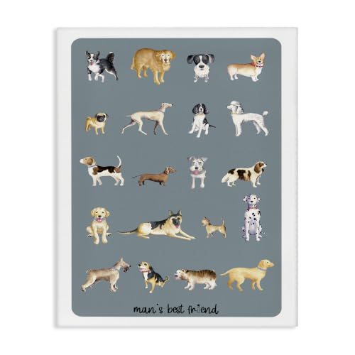 Dog Breeds Motivational Graphic, 24 x 30 Inch Canvas Wall Art