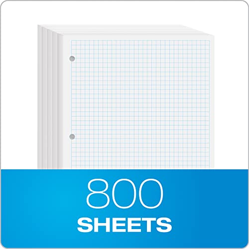 Oxford Filler Paper, 8-1/2" x 11", Graph Rule (4x4), 3-Hole Punched, 800 Sheets of Loose-Leaf Paper for 3 Ring Binders, 2 Packs of 400, White (62333) 2 41tmWDLXqLL