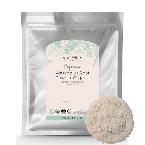 Starwest Botanicals Organic Astragalus Root Powder - Dried Herb for Tea, Certified Kosher, Non-GMO - Bulk 1 lb Bag