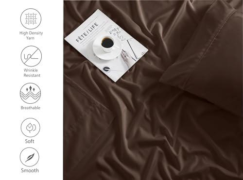 Parure de lit 3 pièces marron en microfibre douce Lanest Housing