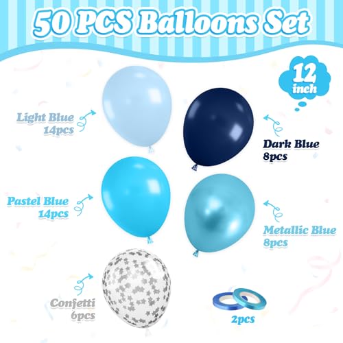 Image of Navy Blue Balloons, 50 Pcs for Boys Birthday Baby Shower Retirement Party