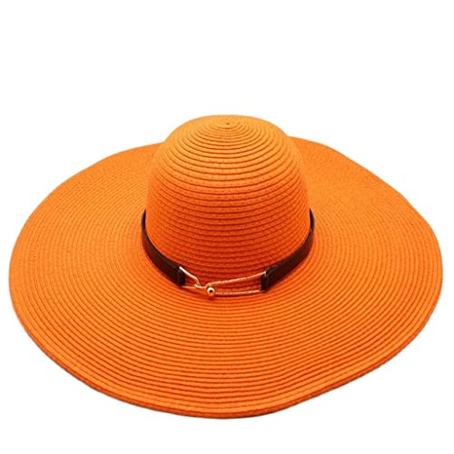 Chapeau de soleil paille orange style Panama unisexe capeline plage chic