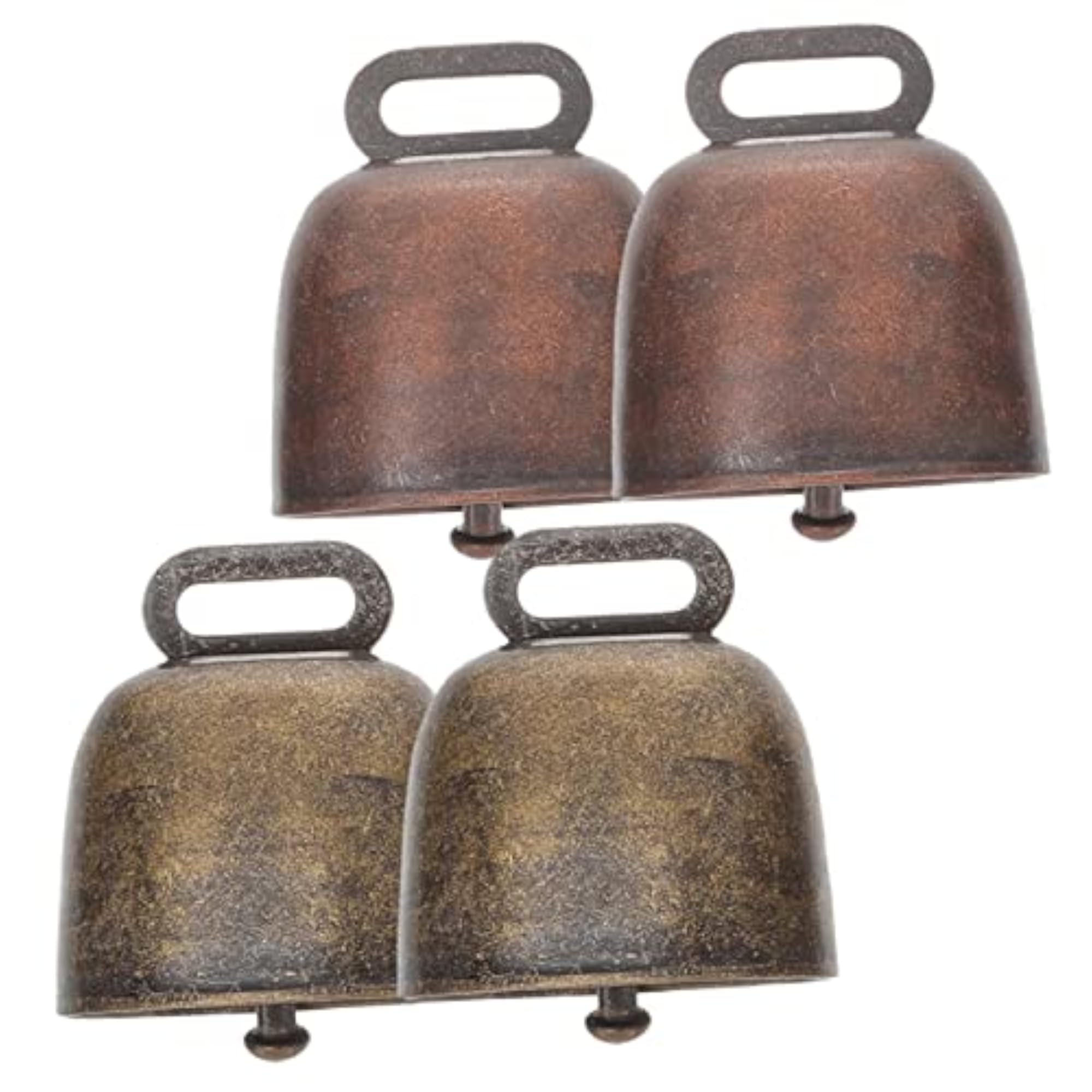 4pcs Metal Cowbell Copper Bell Ornament Set