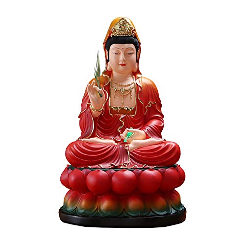 Statue Quan Yin en résine XS : Bouddha assis sur trône de lotus pour décoration Feng Shui