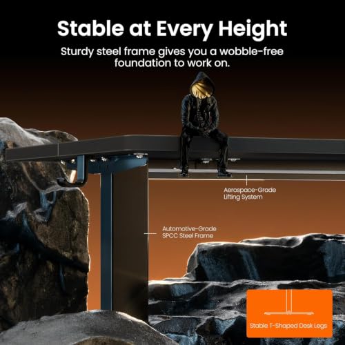 Image of ErGear Height Adjustable Electric Standing Desk, 63 x 28 Inches Sit Stand up Desk, Memory Computer Home Office Desk, Carbon Fiber Black